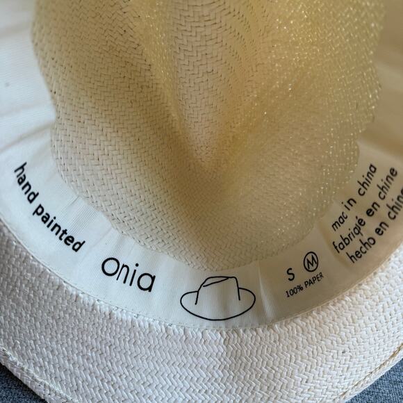 Onia Women’s Rosa Hand-Painted Panama Hat Banana Beach Vacation Sz M main image 9